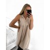 Šaty letní košilové bez rukávu dámské (S/M ONE SIZE) ITALSKÁ MÓDA IMWB23299/DR (Velikost S/M/L, Barva béžová)