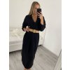 Šaty s páskem 3/4 rukáv dámské (M/L/XL ONE SIZE) ITALSKá MóDA IM422BELT/DR (Velikost M/L, Barva Černá)