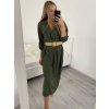 Šaty s páskem 3/4 rukáv dámské (M/L/XL ONE SIZE) ITALSKá MóDA IM422BELT/DR (Velikost M/L, Barva Černá)