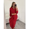 Šaty s páskem 3/4 rukáv dámské (M/L/XL ONE SIZE) ITALSKá MóDA IM422BELT/DR (Velikost M/L, Barva Černá)