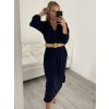 Šaty s páskem 3/4 rukáv dámské (M/L/XL ONE SIZE) ITALSKá MóDA IM422BELT/DR (Velikost M/L, Barva Černá)