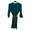 Šaty elegantní košilové s páskem 3/4 dlouhý rukáv dámské (M/L/XL ONE SIZE) ITALSKÁ MÓDA IMD22411/DU (Velikost M/L, Barva zelená khaki)