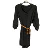 Šaty elegantní košilové s páskem 3/4 dlouhý rukáv dámské (M/L/XL ONE SIZE) ITALSKÁ MÓDA IMD22411/DU (Velikost M/L, Barva zelená khaki)
