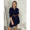 Šaty elegantní košilové s páskem 3/4 dlouhý rukáv dámské (M/L/XL ONE SIZE) ITALSKÁ MÓDA IMD22411/DU (Velikost M/L, Barva zelená khaki)