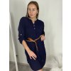 Šaty elegantní košilové s páskem 3/4 dlouhý rukáv dámské (M/L/XL ONE SIZE) ITALSKÁ MÓDA IMD22411/DU (Velikost M/L, Barva zelená khaki)