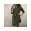Šaty elegantní košilové s páskem 3/4 dlouhý rukáv dámské (M/L/XL ONE SIZE) ITALSKÁ MÓDA IMD22411/DU (Velikost M/L, Barva zelená khaki)