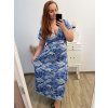Šaty dlouhé s krátkým rukávem dámské (L/XL/2XL ONE SIZE ONE SIZE) FRANCOUZSKÁ MÓDA FMB23B830-42/DUR (Velikost L/XL, Barva modrá)