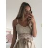 Top/tílko krajkové na ramínka dámské (S/M ONE SIZE) ITALSKÁ MÓDA IMPBB229678yx/DR (Velikost S/M/L, Barva béžová)