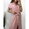 Šaty košilové krátký rukáv dámské (S/M/L ONE SIZE) ITALSKÁ MÓDA IMWB23295/DR (Velikost M/L, Barva béžová)