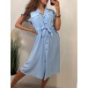Šaty košilové krátký rukáv dámské (S/M/L ONE SIZE) ITALSKÁ MÓDA IMWB23295/DR (Velikost M/L, Barva béžová)
