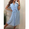 Šaty košilové krátký rukáv dámské (S/M/L ONE SIZE) ITALSKÁ MÓDA IMWB23295/DR (Velikost M/L, Barva béžová)