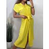 Šaty košilové krátký rukáv dámské (S/M/L ONE SIZE) ITALSKÁ MÓDA IMWB23295/DR (Velikost M/L, Barva béžová)