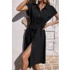 Šaty košilové krátký rukáv dámské (S/M/L ONE SIZE) ITALSKÁ MÓDA IMWB23295/DR (Velikost M/L, Barva béžová)