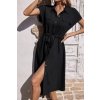 Šaty košilové krátký rukáv dámské (S/M/L ONE SIZE) ITALSKÁ MÓDA IMWB23295/DR (Velikost M/L, Barva béžová)