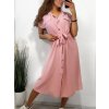 Šaty košilové krátký rukáv dámské (S/M/L ONE SIZE) ITALSKÁ MÓDA IMWB23295/DR (Velikost M/L, Barva béžová)