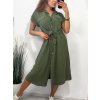 Šaty košilové krátký rukáv dámské (S/M/L ONE SIZE) ITALSKÁ MÓDA IMWB23295/DR (Velikost M/L, Barva béžová)