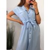 Šaty košilové krátký rukáv dámské (S/M/L ONE SIZE) ITALSKÁ MÓDA IMWB23295/DR (Velikost M/L, Barva béžová)