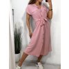 Šaty košilové krátký rukáv dámské (S/M/L ONE SIZE) ITALSKÁ MÓDA IMWB23295/DR (Velikost M/L, Barva béžová)