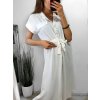 Šaty košilové krátký rukáv dámské (S/M/L ONE SIZE) ITALSKÁ MÓDA IMWB23295/DR (Velikost M/L, Barva béžová)