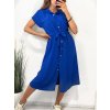 Šaty košilové krátký rukáv dámské (S/M/L ONE SIZE) ITALSKÁ MÓDA IMWB23295/DR (Velikost M/L, Barva béžová)