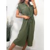 Šaty košilové krátký rukáv dámské (S/M/L ONE SIZE) ITALSKÁ MÓDA IMWB23295/DR (Velikost M/L, Barva béžová)