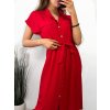 Šaty košilové krátký rukáv dámské (S/M/L ONE SIZE) ITALSKÁ MÓDA IMWB23295/DR (Velikost M/L, Barva béžová)