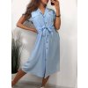 Šaty košilové krátký rukáv dámské (S/M/L ONE SIZE) ITALSKÁ MÓDA IMWB23295/DR (Velikost M/L, Barva béžová)