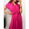 Šaty košilové krátký rukáv dámské (S/M/L ONE SIZE) ITALSKÁ MÓDA IMWB23295/DR (Velikost M/L, Barva béžová)