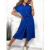 Šaty košilové krátký rukáv dámské (S/M/L ONE SIZE) ITALSKÁ MÓDA IMWB23295/DR (Velikost M/L, Barva béžová)