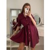 Šaty košilové dlouhý 3/4 rukávem dámské s kapsou tenké (uni s/m) ITALSKÁ MÓDA IM322IVE/DR (Velikost S/M/L, Barva bílá)