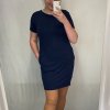Šaty klasik krátký rukáv s kapsami dámské nadrozměr (XL/XXL ONE SIZE) ITALSKÁ MÓDA IMD21049/DR (Velikost XL/2XL, Barva Černá)