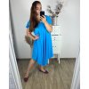 Šaty oversize krátký rukáv dámské nadrozměr (3XL/4XL/5XL ONE SIZE) ITALSKÁ MÓDA IMBM23OVER/DUR (Velikost 4XL/5XL, Barva modrá azurová)