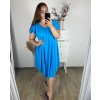 Šaty oversize krátký rukáv dámské nadrozměr (3XL/4XL/5XL ONE SIZE) ITALSKÁ MÓDA IMBM23OVER/DUR (Velikost 4XL/5XL, Barva modrá azurová)