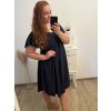 Šaty oversize krátký rukáv dámské nadrozměr (3XL/4XL/5XL ONE SIZE) ITALSKÁ MÓDA IMBM23OVER/DUR (Velikost 4XL/5XL, Barva modrá azurová)