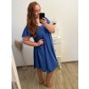 Šaty oversize krátký rukáv dámské nadrozměr (3XL/4XL/5XL ONE SIZE) ITALSKÁ MÓDA IMBM23OVER/DUR (Velikost 4XL/5XL, Barva modrá azurová)