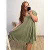 Šaty oversize krátký rukáv dámské nadrozměr (3XL/4XL/5XL ONE SIZE) ITALSKÁ MÓDA IMBM23OVER/DUR (Velikost 4XL/5XL, Barva modrá azurová)