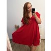 Šaty oversize krátký rukáv dámské nadrozměr (3XL/4XL/5XL ONE SIZE) ITALSKÁ MÓDA IMBM23OVER/DUR (Velikost 4XL/5XL, Barva modrá azurová)