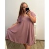Šaty oversize krátký rukáv dámské nadrozměr (3XL/4XL/5XL ONE SIZE) ITALSKÁ MÓDA IMBM23OVER/DUR (Velikost 4XL/5XL, Barva modrá azurová)