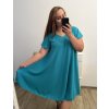 Šaty oversize krátký rukáv dámské nadrozměr (3XL/4XL/5XL ONE SIZE) ITALSKÁ MÓDA IMBM23OVER/DUR (Velikost 4XL/5XL, Barva modrá azurová)