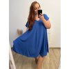 Šaty oversize krátký rukáv dámské nadrozměr (3XL/4XL/5XL ONE SIZE) ITALSKÁ MÓDA IMBM23OVER/DUR (Velikost 4XL/5XL, Barva modrá azurová)