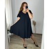 Šaty oversize krátký rukáv dámské nadrozměr (3XL/4XL/5XL ONE SIZE) ITALSKÁ MÓDA IMBM23OVER/DUR (Velikost 4XL/5XL, Barva modrá azurová)