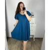 Šaty oversize krátký rukáv dámské nadrozměr (3XL/4XL/5XL ONE SIZE) ITALSKÁ MÓDA IMBM23OVER/DUR (Velikost 4XL/5XL, Barva modrá azurová)