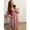 Šaty oversize krátký rukáv dámské nadrozměr (3XL/4XL/5XL ONE SIZE) ITALSKÁ MÓDA IMBM23OVER/DUR (Velikost 4XL/5XL, Barva modrá azurová)