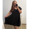 Šaty oversize krátký rukáv dámské nadrozměr (3XL/4XL/5XL ONE SIZE) ITALSKÁ MÓDA IMBM23OVER/DUR (Velikost 4XL/5XL, Barva modrá azurová)