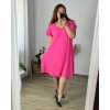 Šaty oversize krátký rukáv dámské nadrozměr (3XL/4XL/5XL ONE SIZE) ITALSKÁ MÓDA IMBM23OVER/DUR (Velikost 4XL/5XL, Barva modrá azurová)