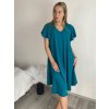 Šaty oversize krátký rukáv dámské nadrozměr (3XL/4XL/5XL ONE SIZE) ITALSKÁ MÓDA IMBM23OVER/DUR (Velikost 4XL/5XL, Barva modrá azurová)