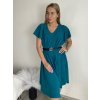 Šaty oversize krátký rukáv dámské nadrozměr (3XL/4XL/5XL ONE SIZE) ITALSKÁ MÓDA IMBM23OVER/DUR (Velikost 4XL/5XL, Barva modrá azurová)