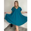 Šaty oversize krátký rukáv dámské nadrozměr (3XL/4XL/5XL ONE SIZE) ITALSKÁ MÓDA IMBM23OVER/DUR (Velikost 4XL/5XL, Barva modrá azurová)