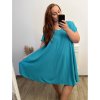 Šaty oversize krátký rukáv dámské nadrozměr (3XL/4XL/5XL ONE SIZE) ITALSKÁ MÓDA IMBM23OVER/DUR (Velikost 4XL/5XL, Barva modrá azurová)
