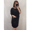 Šaty oversize krátký rukáv dámské nadrozměr (4XL/5XL ONE SIZE) ITALSKÁ MÓDA IM423002/DU (Velikost 4XL/5XL, Barva Černá)